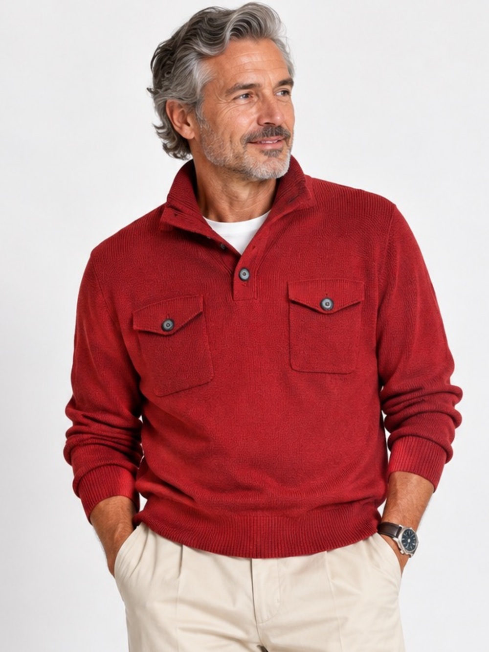 Banana Republic Men’s XL Red Cotton Collared Pocket Sweater